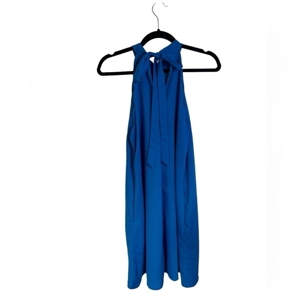 Addie Halter Scallop Blue Dress Fully Lined Size Medium - Picture 6 of 8
